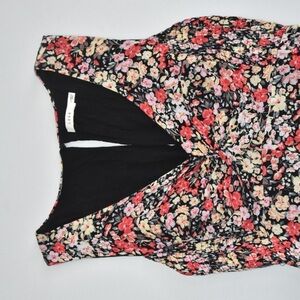 Lush Black and White Ruched Floral Midi Dress